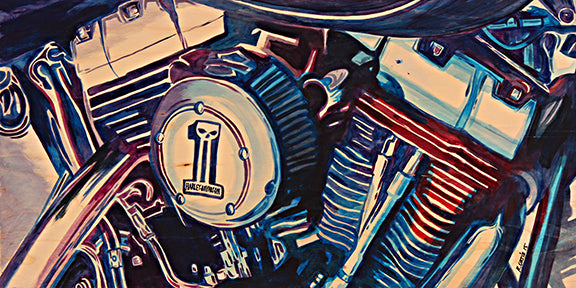 Motorcycle engine art by Rick Ortiz